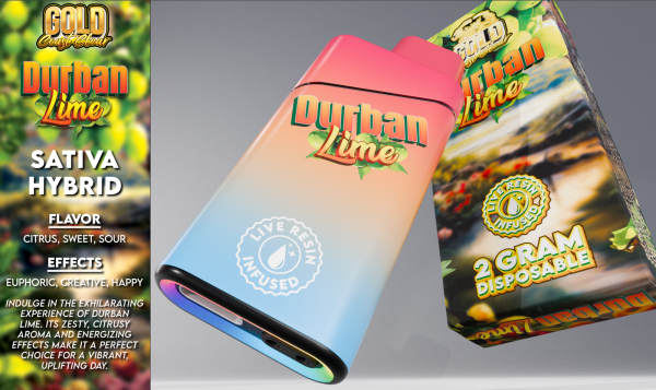 Gold Coast Clear Durban Lime 2g Live Resin Infused Gen 2 Disposable